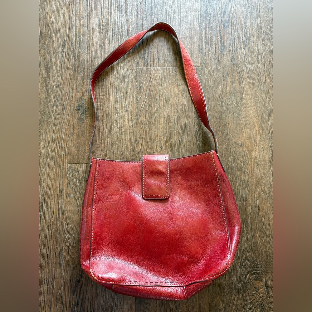 FOSSIL Vintage Key Oxblood Red Genuine Leather Bucket Shoulder Purse